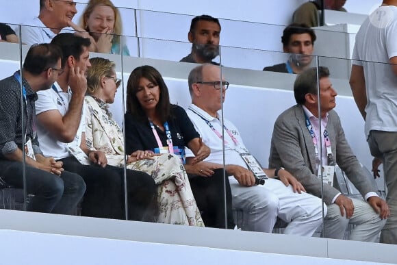 Sharon Stone, Anne Hidalgo et le prince Albert de Monaco. Photo by Franck Castel/ABACAPRESS.COM