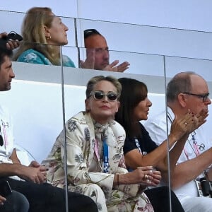 Sharon Stone, Anne Hidalgo et le prince Albert de Monaco. Photo by Franck Castel/ABACAPRESS.COM