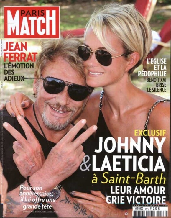 Johnny Hallyday et sa femme Laeticia en couverture de Paris Match