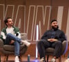 Pierre-Alexis Bizot (Domingo), Zack Nani (youtubeur et streameur) et Hugo Travers (HugoDécrypte) lors de la deuxième édition du festival "Demain le sport" organisé par France Info, L'Équipe et France Télévisions, à la Maison de la Radio et de la Musique à Paris, France, le 19 septembre 2023. © Pierre Perusseau/Bestimage