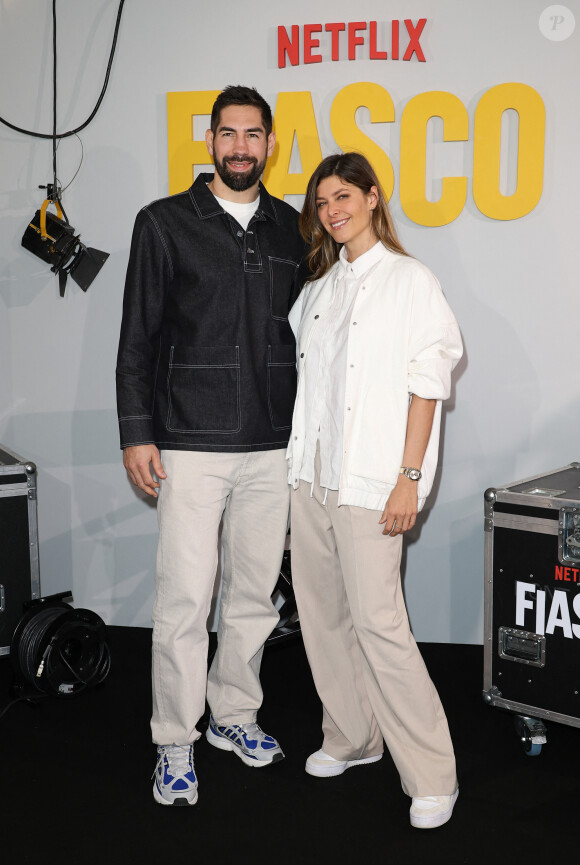 Nikola Karabatic et sa femme Géraldine Pillet - Avant premiere de la série Netflix "Fiasco" au cinema UGC Normandie à Paris le 29 avril 2024. © Coadic Guirec/Bestimage