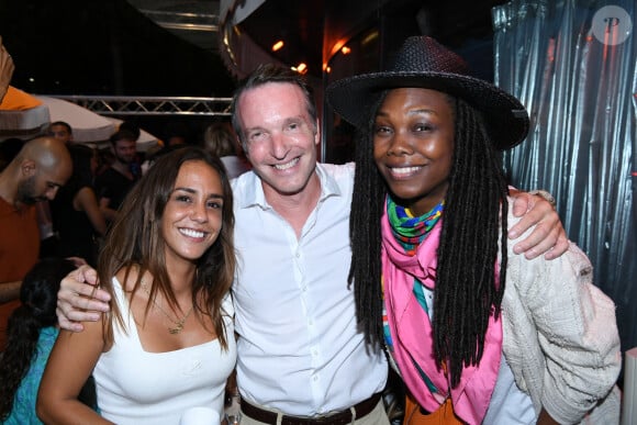 Exclusif - Alice Belaïdi, Stéphane Rotenberg, Kareen Guiock Thuram - Teddy Riner fête son titre de champion Olympique de judo +100KG au restaurant "Podium" du groupe (Les bistrots Pas Parisiens) à Paris le 2 aout 2024. © Rachid Bellak/Bestimage