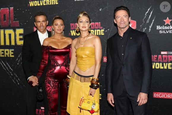 Blake Lively, Ryan Reynolds, Gigi Hadid et Hugh Jackman à la première du film "Deadpool & Wolverine" à New York, le 22 juillet 2024