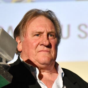 Gérard Depardieu lors de la soirée de clôture de la 3eme édition du Festival Cinéroman à Nice, le 24 octobre 2021. © Bruno Bebert / Bestimage