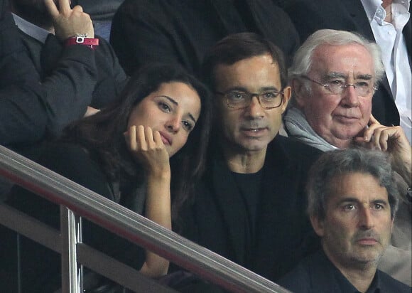 Jean-Luc Delarue et sa compagne Anissa - people au match de foot PSG Nice au parc des princes