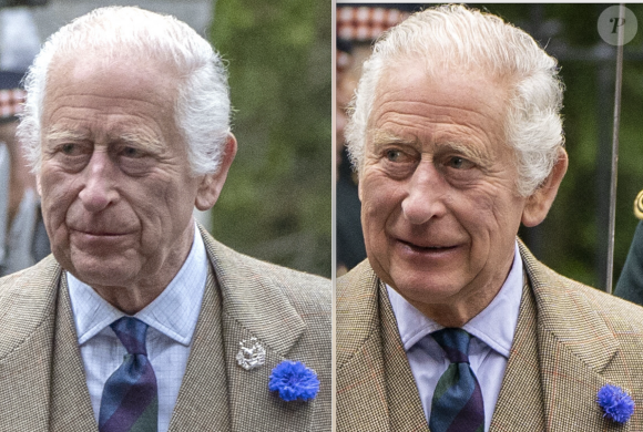 En un an, il a beaucoup changé.Le roi Charles III inspecte la compagnie Balaklava. Photo 1 prise le 19 aout 2024. Photo 2 prise un an plus tôt le 21 août 2023 Photo : Jane Barlow/PA Wire/ABACAPRESS.COM