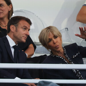 Cérémonie d'ouverture des Jeux Olympiques (JO) de Paris 2024 le 26 juillet 2024 - le président Emmanuel Macron et son épouse Brigitte Macron assistent à la cérémonie d'ouverture des Jeux Olympiques 2024 le 26 juillet 2024 à Paris, France.