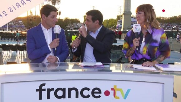 A la présentation, Alexandre Boyon, Matthieu Lartot et Daphné Bürki. 
Matthieu Lartot, Daphné Bürki et Alexandre Boyon lors de la cérémonie d'ouverture des Jeux paralympiques 2024.