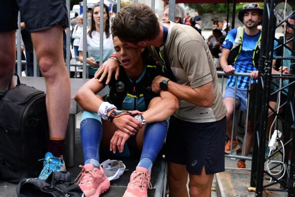 Exclusif - Marine Lorphelin (Miss France 2013) participe et finit la course MCC, 40 kms et 2300m de dénivelé positif, en marge de l'Ultra Trail du Mont Blanc (UTMB) à Chamonix le 26 août 2024. Son compagnon Stanislas Gruau l'a soutenu sur tout le parcours © Romain Doucelin / Bestimage 