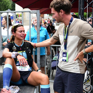 Exclusif - Marine Lorphelin (Miss France 2013) participe et finit la course MCC, 40 kms et 2300m de dénivelé positif, en marge de l'Ultra Trail du Mont Blanc (UTMB) à Chamonix le 26 août 2024. Son compagnon Stanislas Gruau l'a soutenu sur tout le parcours © Romain Doucelin / Bestimage 