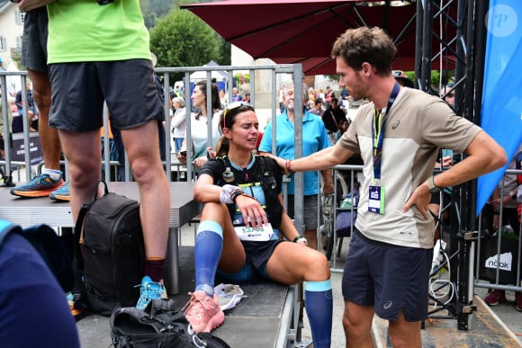 Exclusif - Marine Lorphelin (Miss France 2013) participe et finit la course MCC, 40 kms et 2300m de dénivelé positif, en marge de l'Ultra Trail du Mont Blanc (UTMB) à Chamonix le 26 août 2024. Son compagnon Stanislas Gruau l'a soutenu sur tout le parcours © Romain Doucelin / Bestimage 