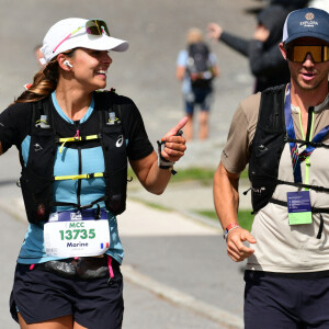 Exclusif - Marine Lorphelin (Miss France 2013) participe et finit la course MCC, 40 kms et 2300m de dénivelé positif, en marge de l'Ultra Trail du Mont Blanc (UTMB) à Chamonix le 26 août 2024. Son compagnon Stanislas Gruau l'a soutenu sur tout le parcours © Romain Doucelin / Bestimage 