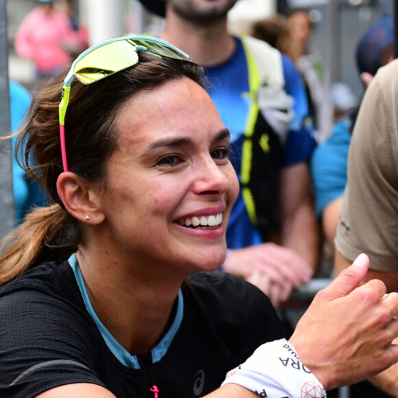 Exclusif - Marine Lorphelin (Miss France 2013) participe et finit la course MCC, 40 kms et 2300m de dénivelé positif, en marge de l'Ultra Trail du Mont Blanc (UTMB) à Chamonix le 26 août 2024. Son compagnon Stanislas Gruau l'a soutenu sur tout le parcours © Romain Doucelin / Bestimage