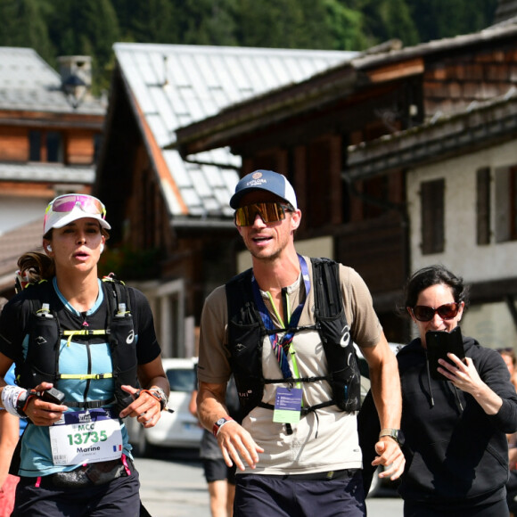 Exclusif - Marine Lorphelin (Miss France 2013) participe et finit la course MCC, 40 kms et 2300m de dénivelé positif, en marge de l'Ultra Trail du Mont Blanc (UTMB) à Chamonix le 26 août 2024. Son compagnon Stanislas Gruau l'a soutenu sur tout le parcours © Romain Doucelin / Bestimage