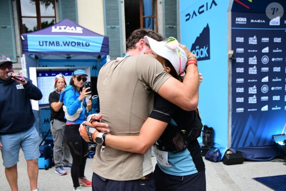 Exclusif - Marine Lorphelin (Miss France 2013) participe et finit la course MCC, 40 kms et 2300m de dénivelé positif, en marge de l'Ultra Trail du Mont Blanc (UTMB) à Chamonix le 26 août 2024. Son compagnon Stanislas Gruau l'a soutenu sur tout le parcours © Romain Doucelin / Bestimage