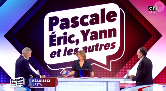 Pascale de La Tour du Pin, Yann Moix et Eric Naulleau sur C8.