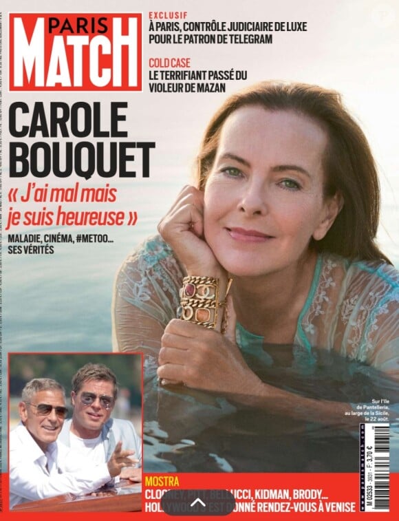 Dans les colonnes de "Paris Match" ce jeudi 5 Septembre 2024, la célèbre comédienne de 67 ans a accepté de se mettre à nu.
Carole Bouquet en Une de "Paris Match" ce jeudi 5 septembre 2024.