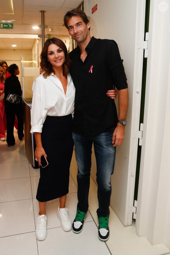 Alice Detollenaere, Camille Lacourt - Backstage du défilé de l'association Ruban Rose à l'occation du lancement d'octobre rose sur les Champs Elysées à Paris, France, le 01 octobre 2023. © Christophe Clovis / Bestimage 