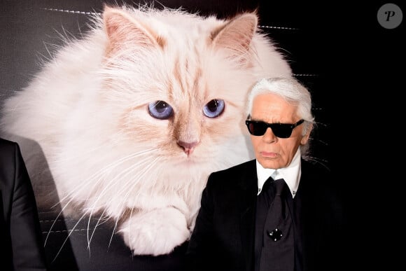 Karl Lagerfeld au Vernissage - Corsa Karl et Choupette à Berlin le 3 février 2005. Tous les motifs de cette séance photo exceptionnelle seront exposés lors d'un vernissage au Palazzo Italia, Unter den Linden 10, à Berlin. Photo par Steffens/DDP images/ABACAPRESS.COM