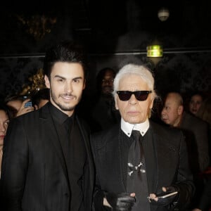 Baptiste Giabiconi et Karl Lagerfeld lors de la Giabiconi Style Party qui s'est tenue au VIP Room à Paris, France. Photo par Jerome Domine/ABACAPRESS.COM