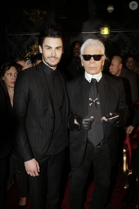 Baptiste Giabiconi et Karl Lagerfeld lors de la Giabiconi Style Party qui s'est tenue au VIP Room à Paris, France. Photo par Jerome Domine/ABACAPRESS.COM