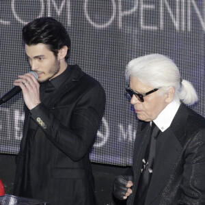 Baptiste Giabiconi et Karl Lagerfeld lors de la Giabiconi Style Party qui s'est tenue au VIP Room à Paris, France. Photo par Jerome Domine/ABACAPRESS.COM