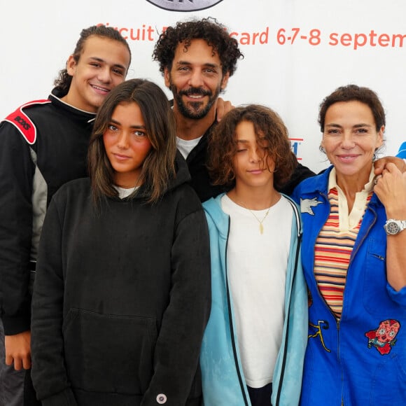 Dino Zeitoun plus jeune pilote du 9ème marathon Karting Jules Bianchi qui s'est déroulé sur le circuit Paul Ricard au Castellet, Liv Sisley, Tomer Sisley, Levin Sisley, Sandra Sisley - Jour 3 - lors du marathon Karting Jules Bianchi au circuit Paul Ricard au Castellet le 8 septembre 2024. © Anne-Sophie Guebey via Bestimage 