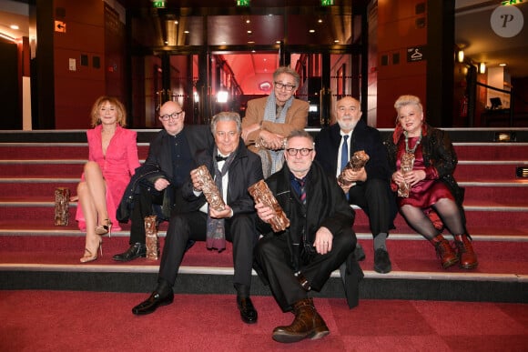 César d'anniversaire pour le Splendide - Marie Anne Chazel, Michel Blanc, Christian Clavier, Thierry Lhermitte, Gérard Jugnot, Josiane Balasko, Bruno Moynot lors de la pressroom (press room) remise des prix lors de la 46ème cérémonie des César à l'Olympia à Paris le 12 mars 2021 © David Niviere / Pool / Bestimage 