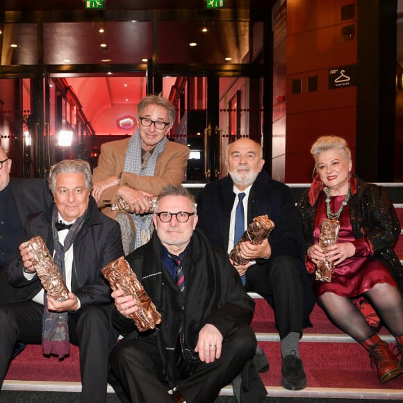 César d'anniversaire pour le Splendide - Marie Anne Chazel, Michel Blanc, Christian Clavier, Thierry Lhermitte, Gérard Jugnot, Josiane Balasko, Bruno Moynot lors de la pressroom (press room) remise des prix lors de la 46ème cérémonie des César à l'Olympia à Paris le 12 mars 2021 © David Niviere / Pool / Bestimage 