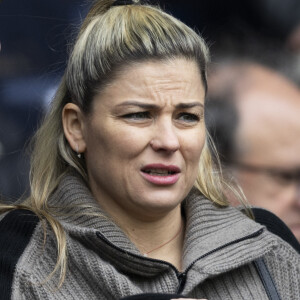 Laure Boulleau - Personnalités dans les tribunes du match de football en ligue 1 Uber Eats PSG / Reims au Parc des Princes à Paris le 10 mars 2024. 