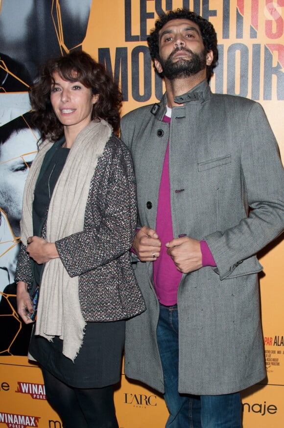 Anne Depetrini et Ramzy Bedia arrivent à la soirée 'Les Petits Mouchoirs' organisée au club 'L'Arc', après l'avant-première française à Paris, France, le 14 octobre 2010.