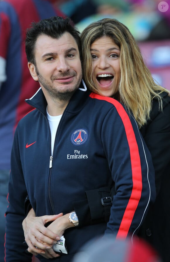 Michael Youn et Isabelle Funaro - Match de Ligue des Champions Barcelone - Paris St Germain au Camp Nou a Barcelone en Espagne le 10 avril 2013.