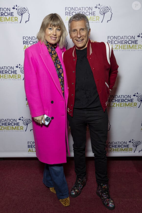 Nagui et sa femme Mélanie Page au photocall du concert du gala des 20 ans de la fondation Recherche Alzheimer "2 générations chantent pour la 3ème" à l'Olympia à Paris le 18 mars 2024. © Cyril Moreau / Bestimage 