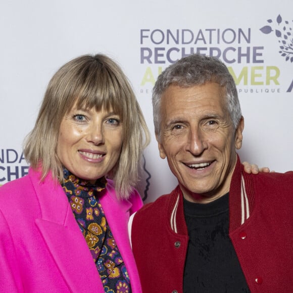 Nagui et sa femme Mélanie Page au photocall du concert du gala des 20 ans de la fondation Recherche Alzheimer "2 générations chantent pour la 3ème" à l'Olympia à Paris le 18 mars 2024. © Cyril Moreau / Bestimage 