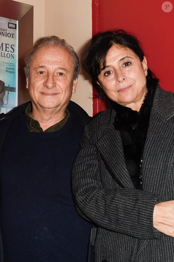 un duo qui travaille ensemble.
Patrick Braoudé et sa femme Guila lors de la générale de la pièce "Les fantômes de la rue papillon" au théâtre de la Bruyère à Paris, le 23 novembre 2017. © Guirec Coadic/Bestimage