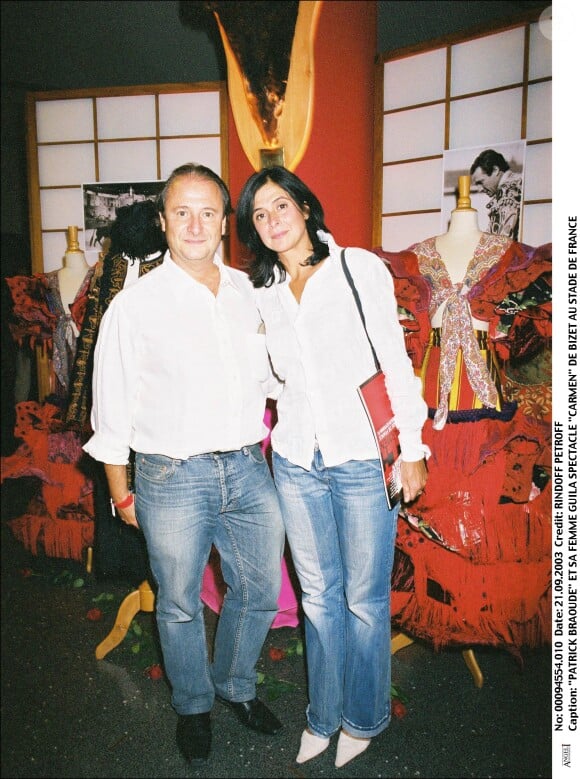 Patrick Braoudé et sa femme Guila, spectacle "Carmen" de Bizet au Stade de France.