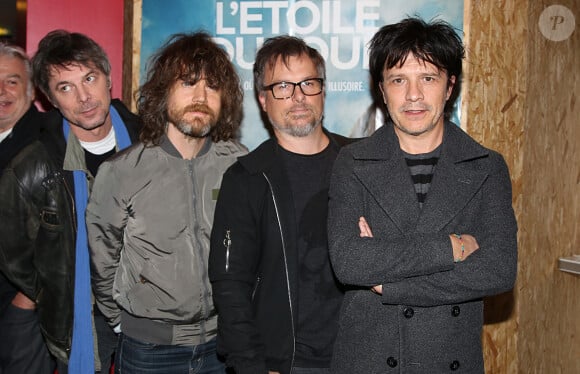 Exclusif - Boris Jardel (Guitariste du groupe Indochine), Ludwig Dahlberg (Batteur du groupe Indochine), Oli de Sat (Olivier Gérard guitariste du groupe Indochine) et Nicolas Sirkis (Chanteur du groupe Indochine) lors de l'avant-première de "L'Etoile du jour" au cinéma des Cinéastes à Paris, France, le 26 septembre 2016. © Denis Guignebourg/Bestimage