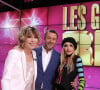 En été 2023, elle en disait plus sur sa nouvelle vie lors d'une interview pour Télé Poche.
Exclusif - Isabelle Morizet (Karen Cheryl), Bernard Montiel et Jeanne Mas - Enregistrement de l'émission "Les Grands du Rire", présentée par B.Montiel et K.Cheryl (I.Morizet), et diffusée le 28 septembre sur C8. Le 18 décembre 2023 © Cédric Perrin / Bestimage