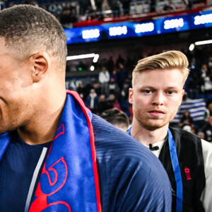 May 13, 2024, Paris, France, France: Jamel DEBBOUZE and Kylian MBAPPE of PSG celebrate first place in the 2023-24 French Ligue 1 championship during the Ligue 1 match between Paris Saint-Germain (PSG) and Toulouse FC at Parc des Princes Stadium on May 12, 2024 in Paris, France. (Credit Image: © Matthieu Mirville/ZUMA Press Wire)