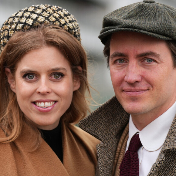 La princesse Beatrice d'York et son mari Edoardo Mapelli Mozzi - Les membres de la famille royale d'Angleterre assistent au Cheltenham Festival, les courses de Cheltenham - jour 3 le 14 mars 2024. 