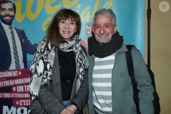 Exclusif - Virginie Lemoine et Stéphane Laporte - Célébrités à la 600ème de la Pièce " Une idée géniale " au Théâtre des Variétés à Paris, France. Le 2 Octobre 2024. © Bertrand Rindoff / Bestimage 