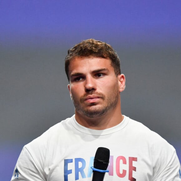 Antoine Dupont Conférence de presse de l'équipe de France de rugby à 7 pour les Jeux Olympiques Paris 2024 lundi 22 Juillet 2024 Club France Porte de la Villette Paris