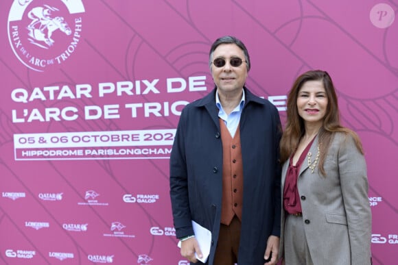 Samira Sitaïl, ambassadrice du Maroc en France et son mari au prix Qatar Arc de Triomphe à l'Hippodrome de Longchamp, le 6 octobre 2024. © Rachid Bellak / Bestimage