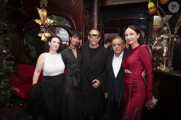 JoeyStarr et sa compagne Pauline Latchoumanin, Edouard Nahum , Patricia Contreras lors de la soirée Omar Harfouch - "Dîner chez Maxim's" à Paris le 9 octobre 2024. Le dîner organisé par O.Harfouch était pour remercier les célébrités venues à son concert “Concerto pour la paix”, au théâtre des Champs Elysées le 18 septembre 2024. O.Harfouch va partir pour une tournée mondiale du Concerto qui comprend le Vatican, l’Opéra de Dubaï et New York . © Perusseau / Tribeca / Bestimage