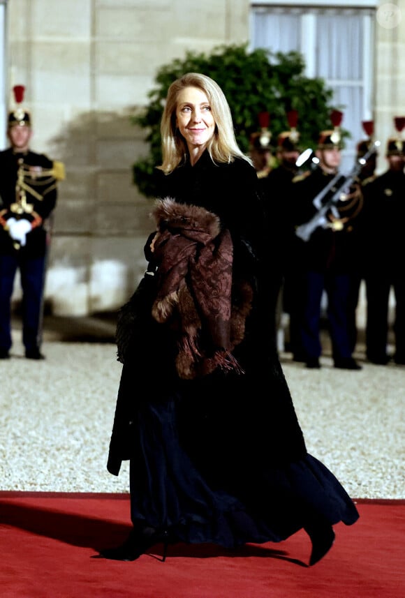 Sibyle Veil, directrice générale de Radio France arrivant au dîner d'état au palais de l'Elysée à Paris en l'honneur de la visite du roi et de la reine de Belgique en France le 14 octobre 2024. © Dominique Jacovides / Bestimage 