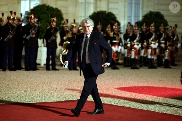 Thierry Breton arrivant au dîner d'état au palais de l'Elysée à Paris en l'honneur de la visite du roi et de la reine de Belgique en France le 14 octobre 2024. © Dominique Jacovides / Bestimage 