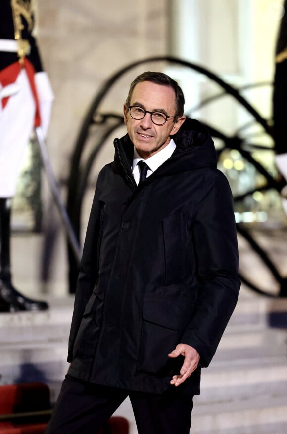 Bruno Retailleau, ministre de l'Intérieur arrivant au dîner d'état au palais de l'Elysée à Paris en l'honneur de la visite du roi et de la reine de Belgique en France le 14 octobre 2024. © Dominique Jacovides / Bestimage 