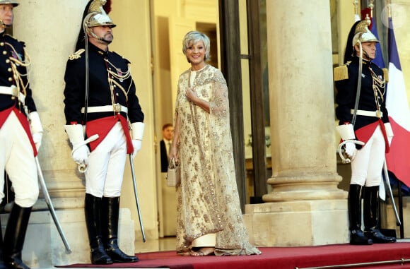 Hélène Mercier-Arnault arrivant au dîner d'état au palais de l'Elysée à Paris en l'honneur de la visite du roi et de la reine de Belgique en France le 14 octobre 2024. © Dominique Jacovides / Bestimage 