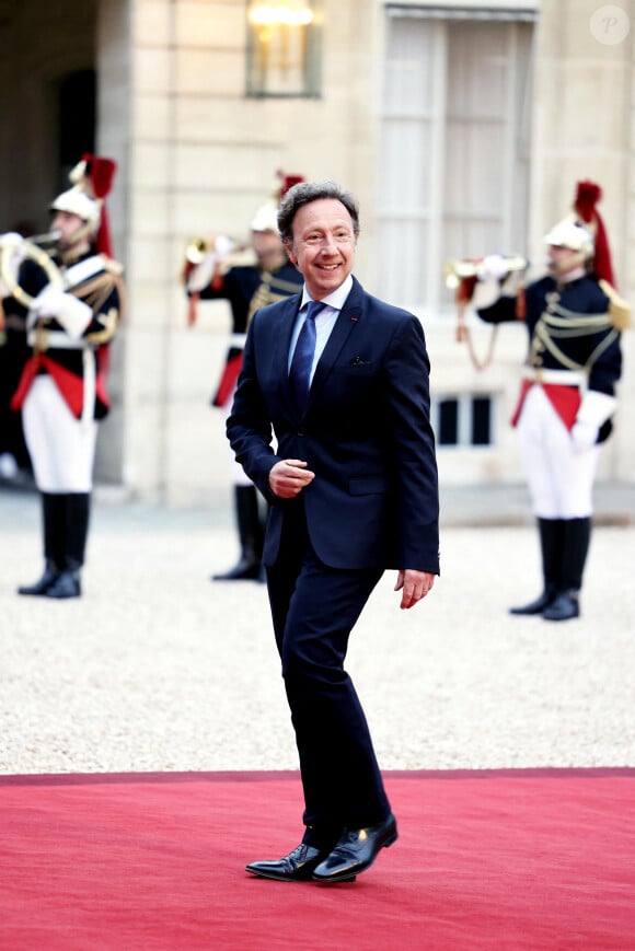 Il y avait aussi Stéphane Bern
Stéphane Bern arrivant au dîner d'état au palais de l'Elysée à Paris en l'honneur de la visite du roi et de la reine de Belgique en France le 14 octobre 2024. © Dominique Jacovides / Bestimage 