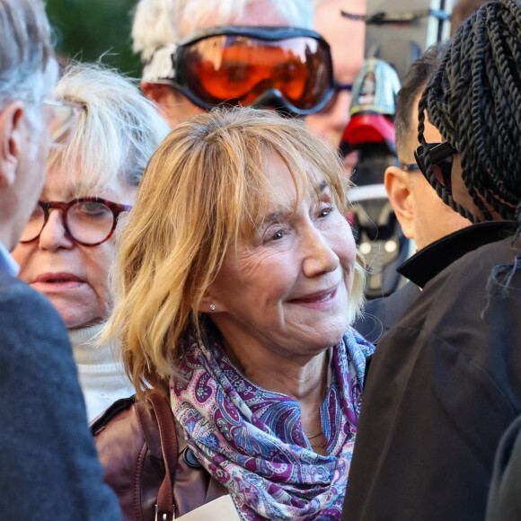 Marie-Anne Chazel, Ramatoulaye Diop, la compagne du défunt - Sortie des Obsèques de Michel Blanc en l'église Saint-Eustache à Paris, le 10 octobre 2024. © Moreau / Jacovides / Bestimage 